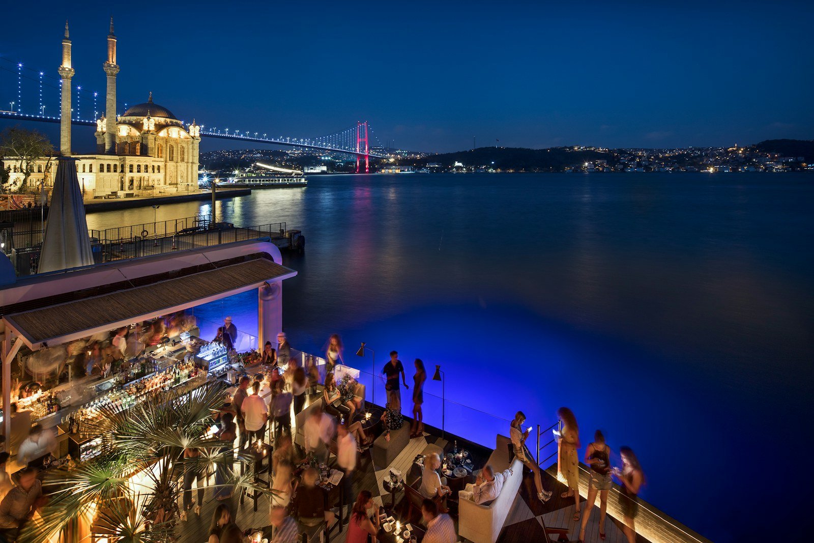 Bosphorus Bridge and Ortaköy waterside after dark